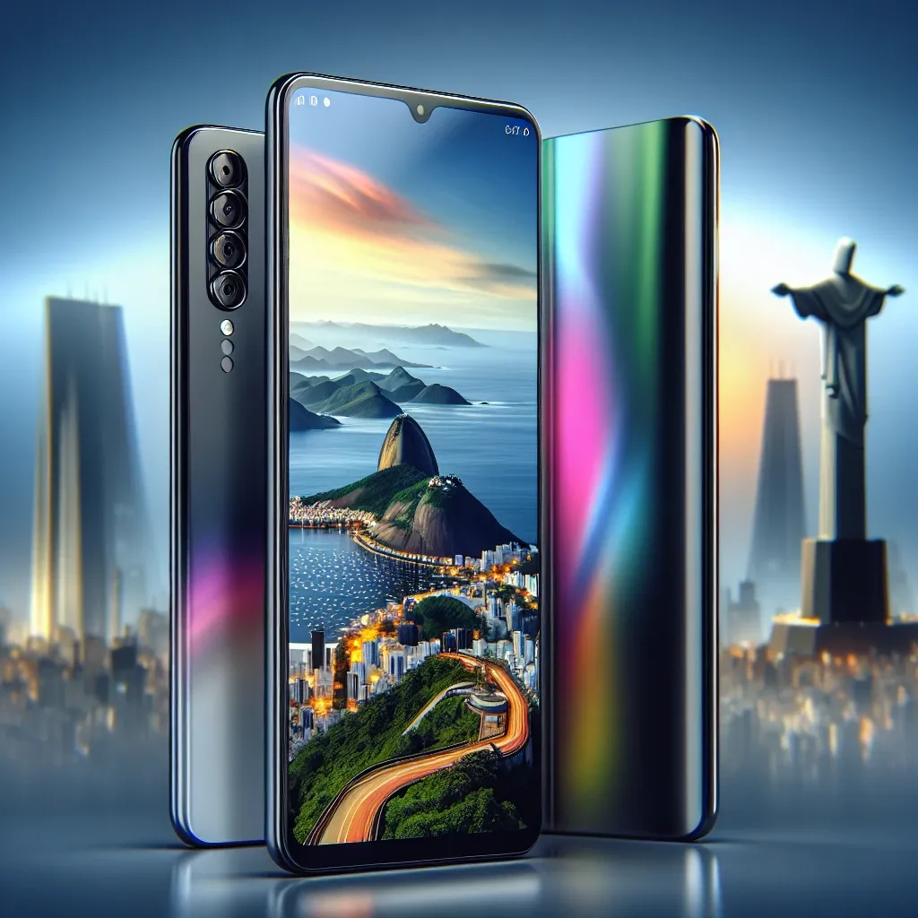"POCO F7 smartphone by Xiaomi with sleek design and vibrant display showcased for review in Brazil."